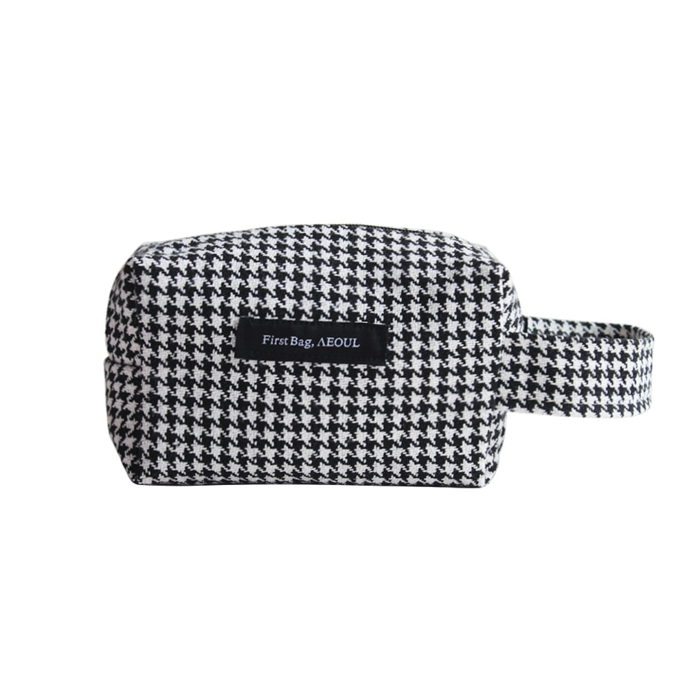 BD-GM12-1 Bolsa clásica de almacenamiento de cosméticos de tweed con diseño de pata de gallo