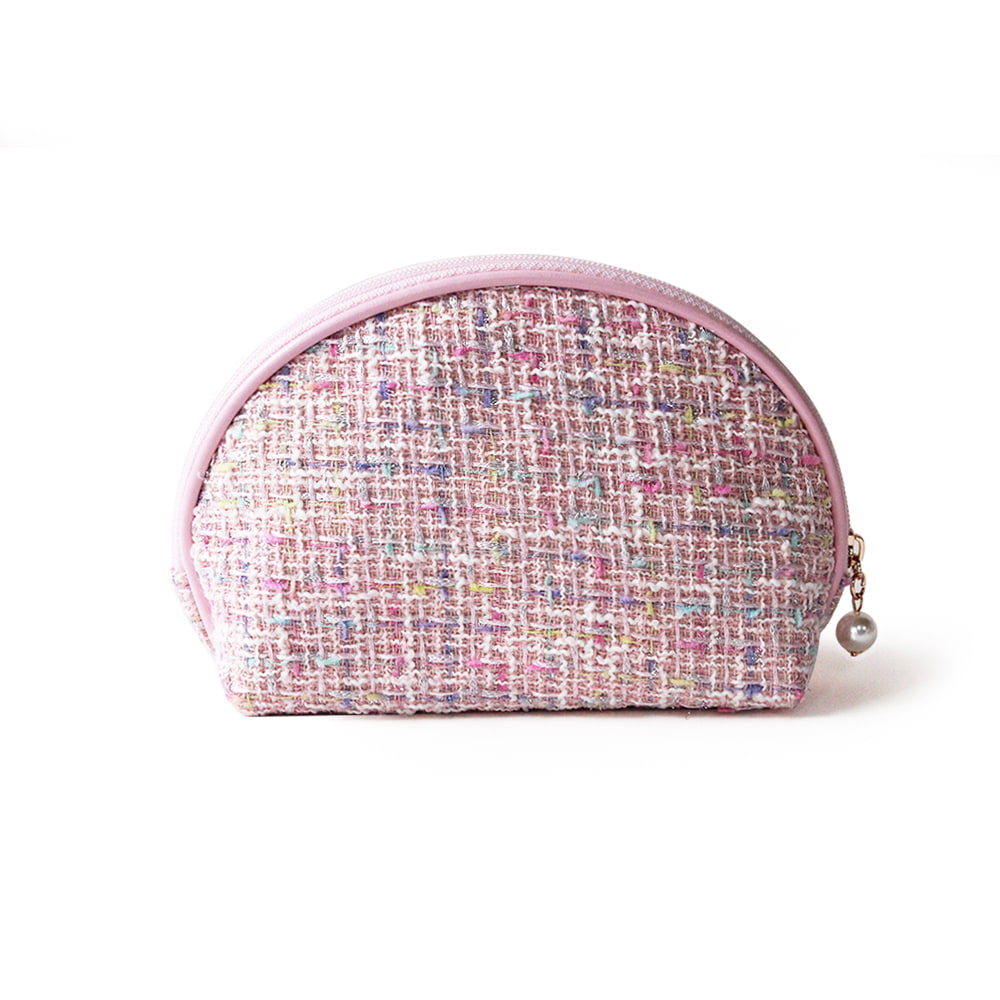 1315 Bolsa de almacenamiento de maquillaje de viaje portátil Pink Tweed