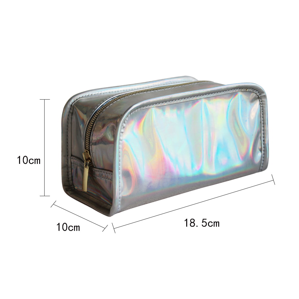 0026 Bolsa de almacenamiento de cosméticos con cremallera holográfica brillante