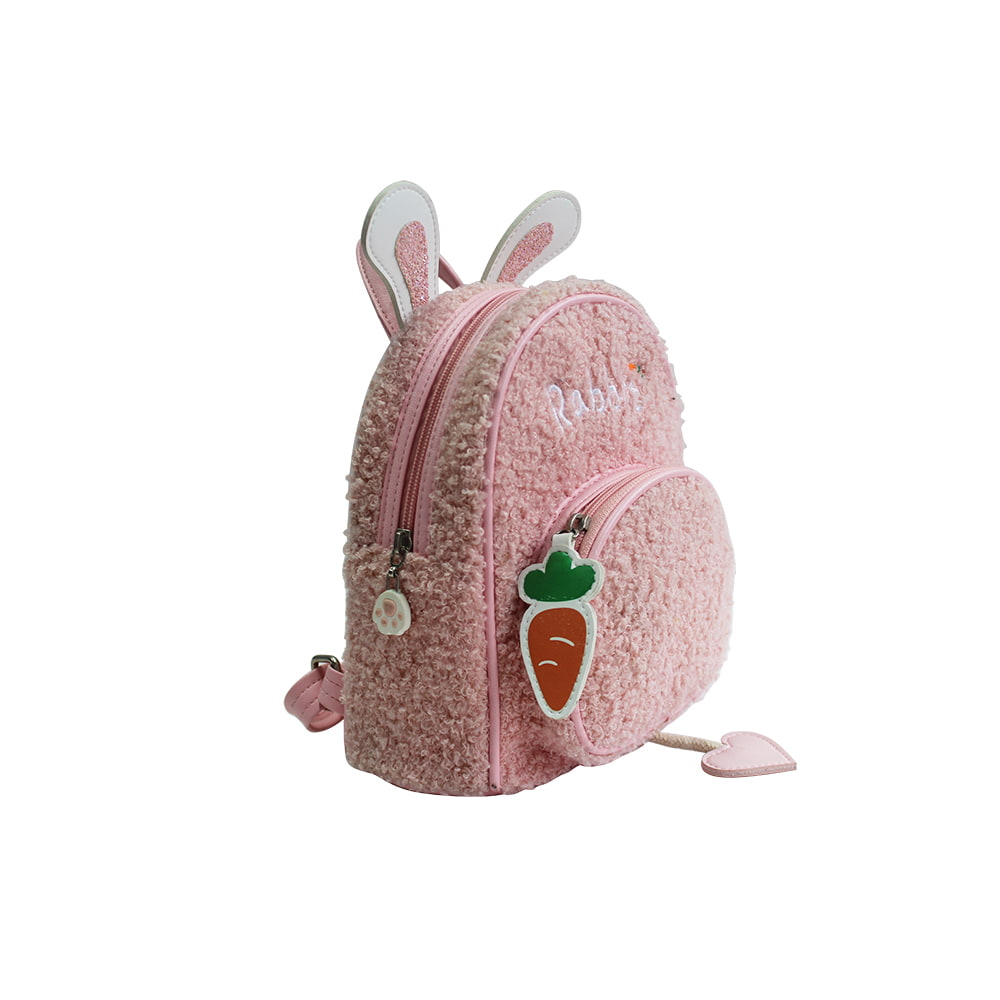 3928 Bolso Mochila Conejo de Peluche Esponjoso con Orejas de Conejito