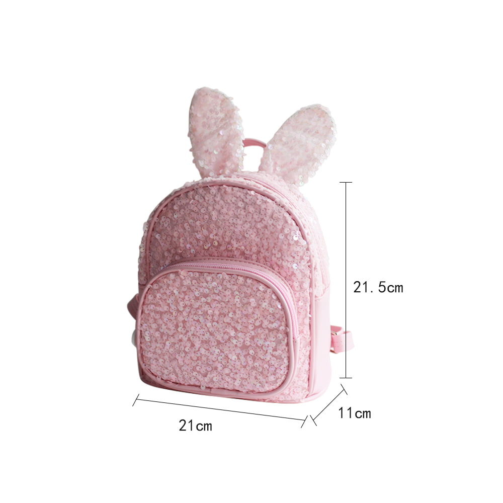 4051 Lindo bolso mochila para niñas con orejas de conejo y lentejuelas