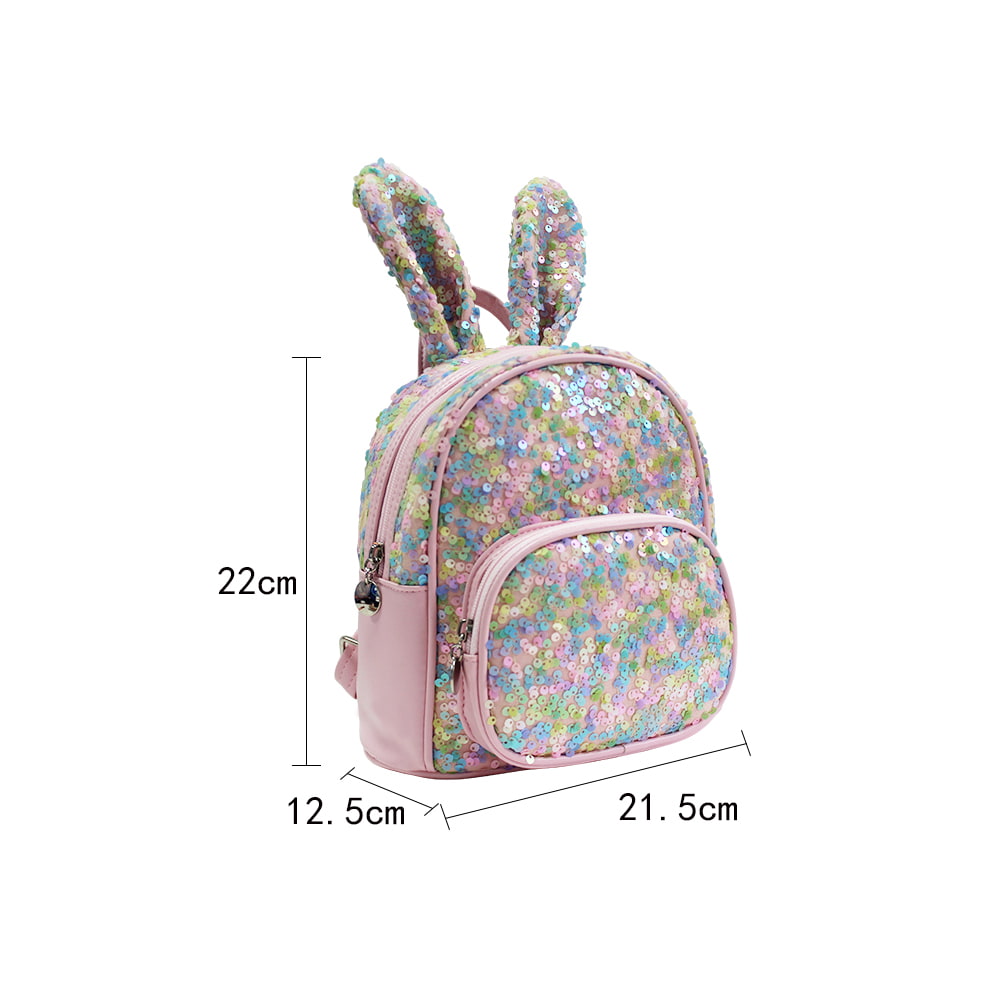 4051-2 Preciosa mochila escolar para niños con lentejuelas de conejo