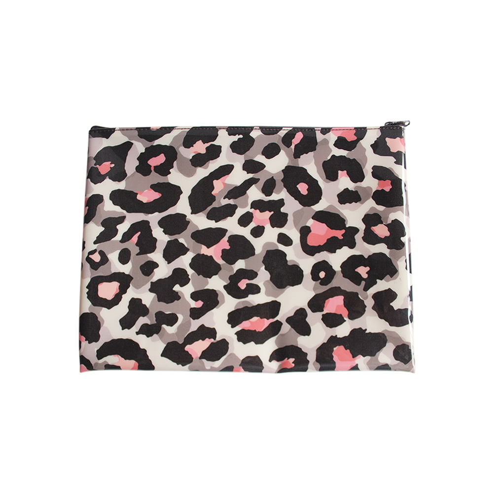 4747 Bolsa de almacenamiento de cosméticos con estampado de leopardo blanco, rosa y negro