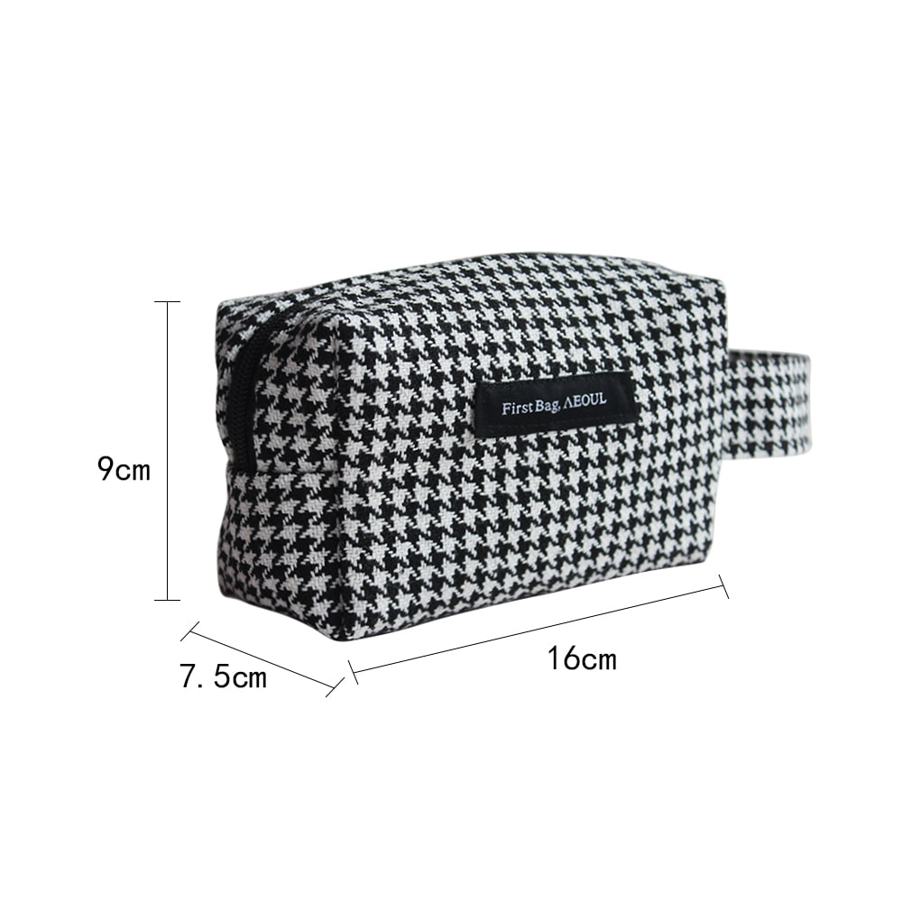 BD-GM12-1 Bolsa clásica de almacenamiento de cosméticos de tweed con diseño de pata de gallo