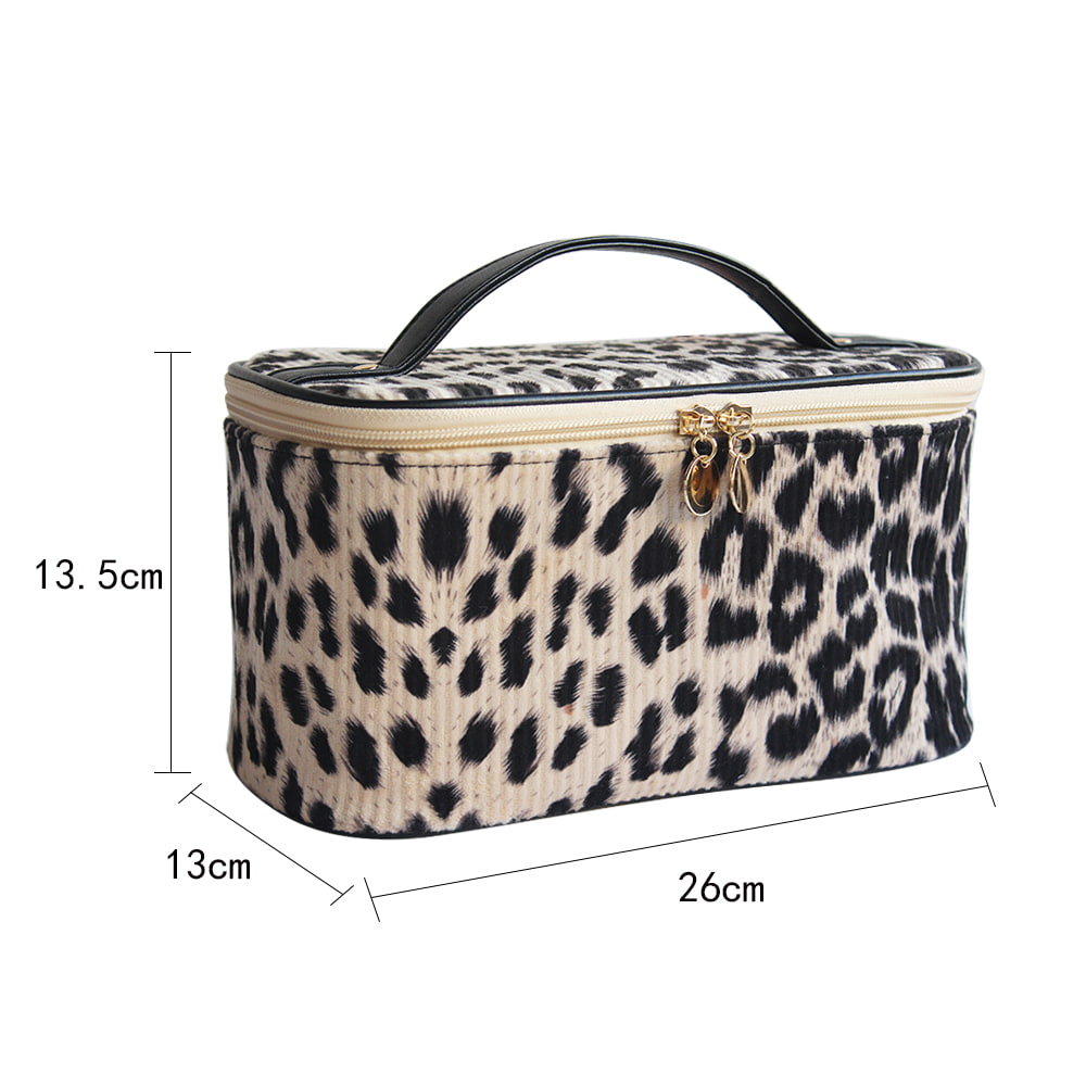 2240 Bolsa de cosméticos de viaje de leopardo portátil grande para mujer