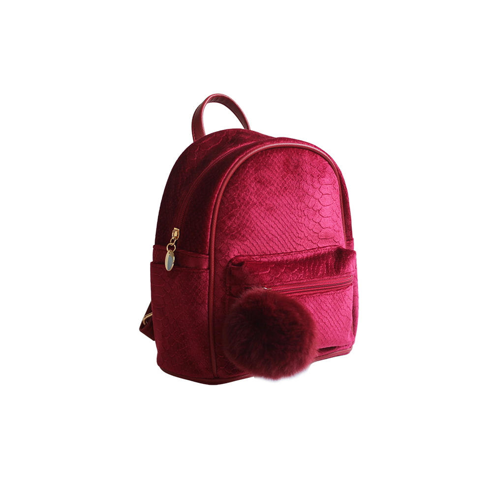 8828 Mini mochila de mujer pequeña en relieve de cuero rojo