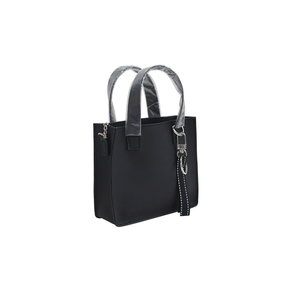 4774 Bolso tote con cremallera para mujer de cuero PU con estampado de cuadros negros