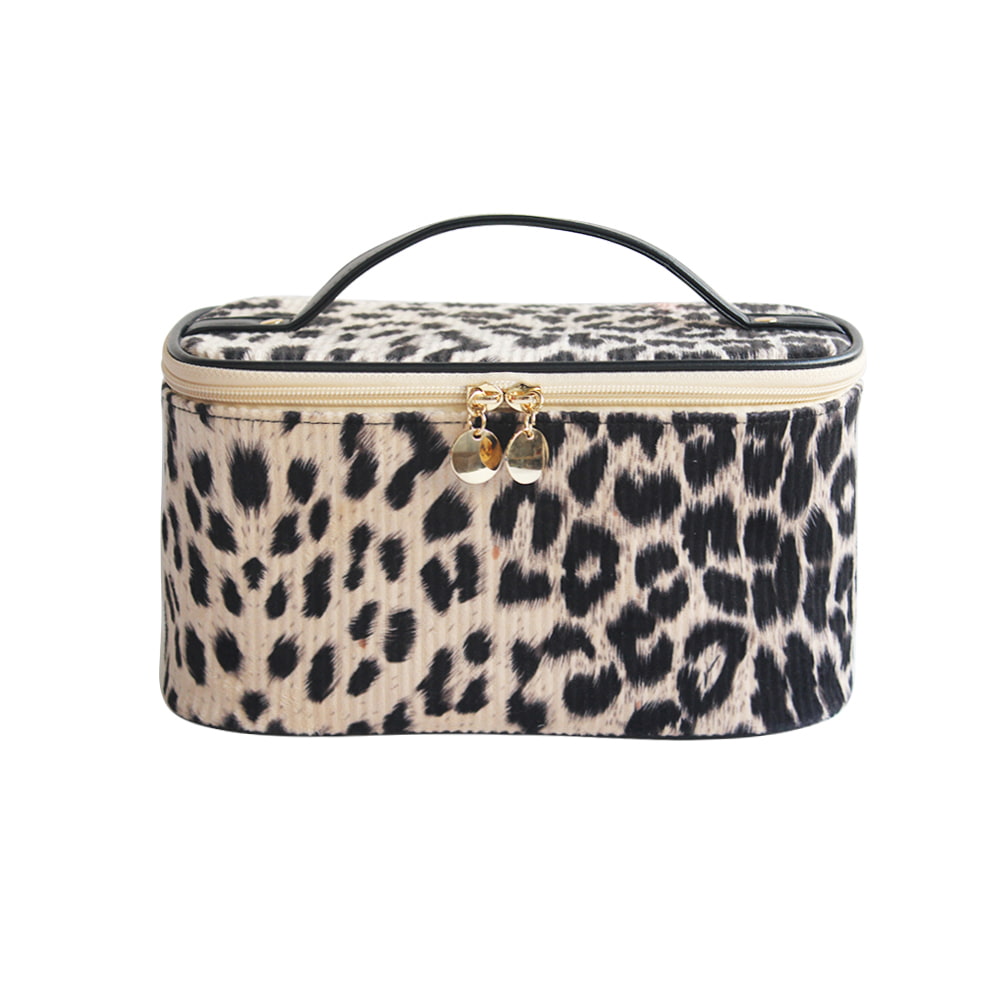 2240 Bolsa de cosméticos de viaje de leopardo portátil grande para mujer