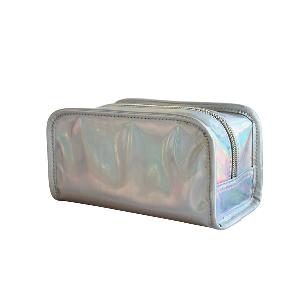 0026 Bolsa de almacenamiento de cosméticos con cremallera holográfica brillante