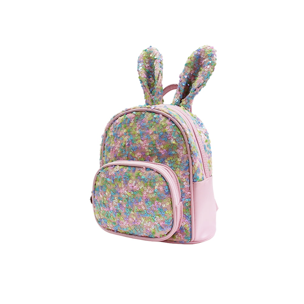 4051-2 Preciosa mochila escolar para niños con lentejuelas de conejo