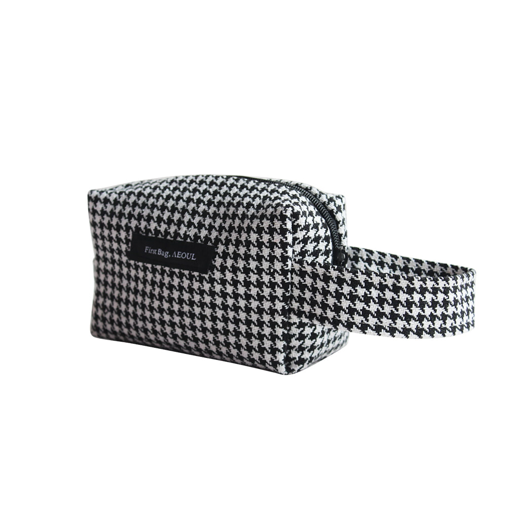 BD-GM12-1 Bolsa clásica de almacenamiento de cosméticos de tweed con diseño de pata de gallo