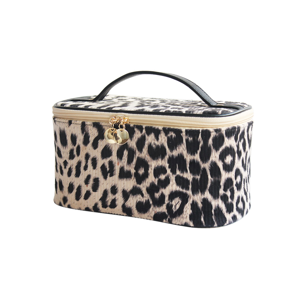 2240 Bolsa de cosméticos de viaje de leopardo portátil grande para mujer