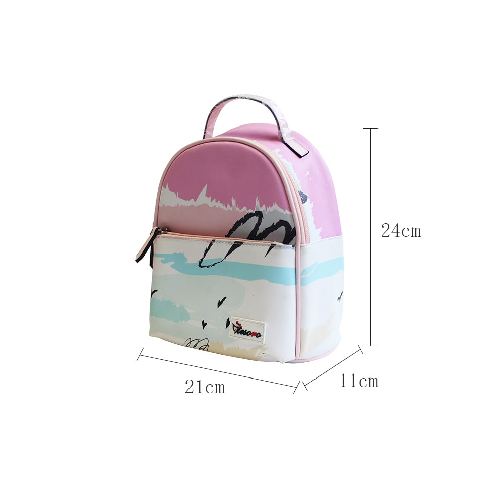 4263-1 Mochila ligera para niña con estampado de cielo y pájaros