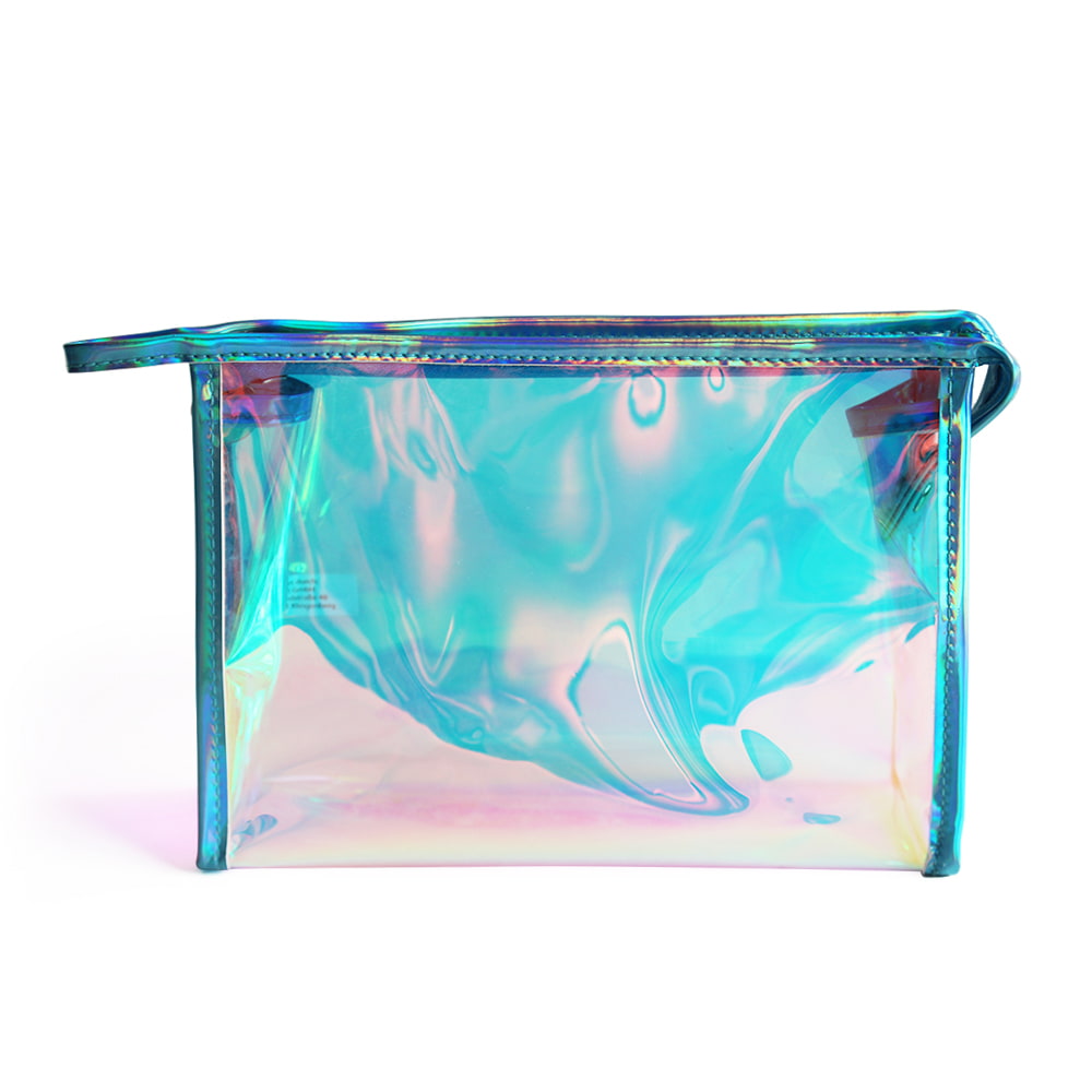 Bolsa de cosméticos de maquillaje portátil transparente holográfica láser 3315