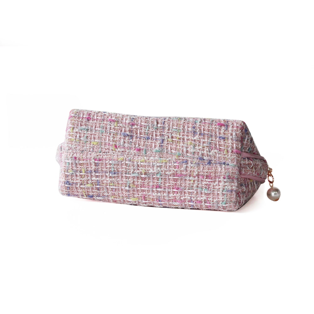 1315 Bolsa de almacenamiento de maquillaje de viaje portátil Pink Tweed