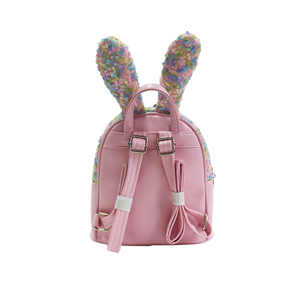 4051-2 Preciosa mochila escolar para niños con lentejuelas de conejo