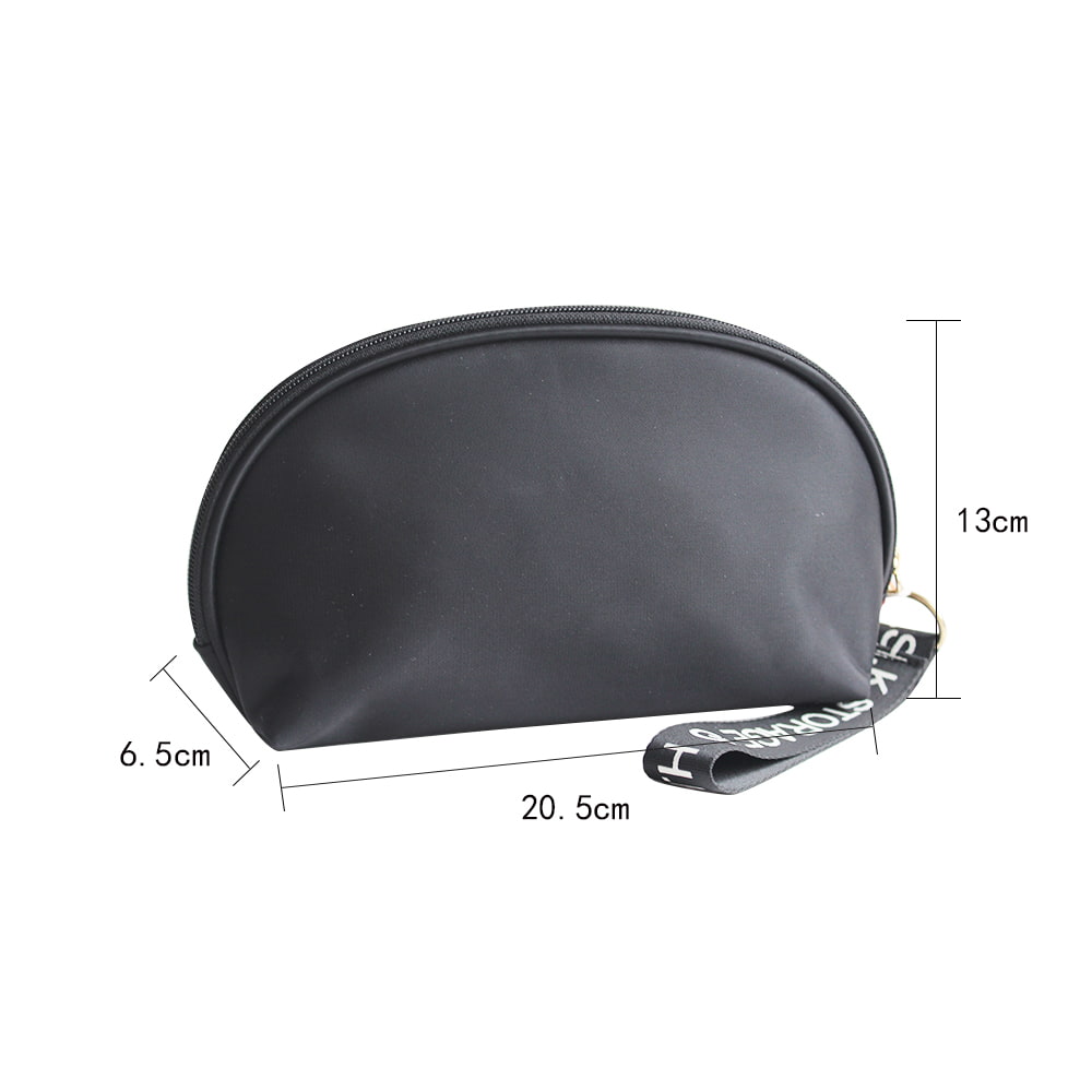 Bolsa de cosméticos con cremallera impermeable de cuero PU negro 4050