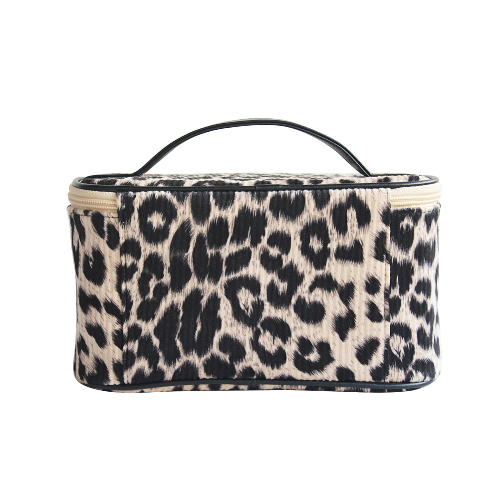 2240 Bolsa de cosméticos de viaje de leopardo portátil grande para mujer