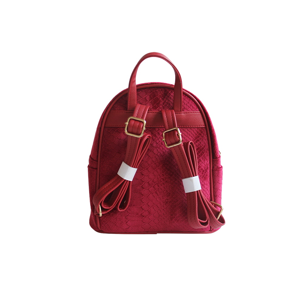 8828 Mini mochila de mujer pequeña en relieve de cuero rojo