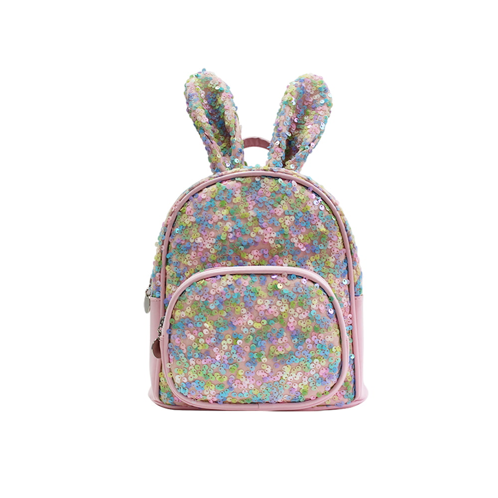 4051-2 Preciosa mochila escolar para niños con lentejuelas de conejo