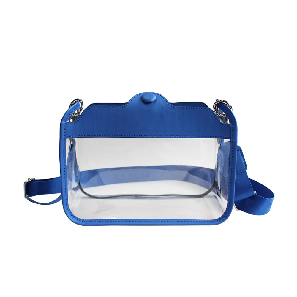 4695 Bolso de hombro con botón a presión para mujer transparente de PVC simple