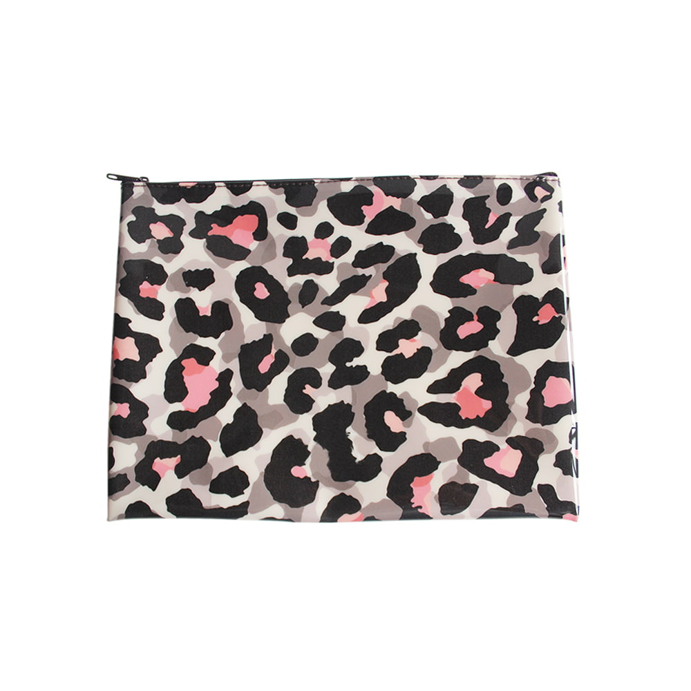 4747 Bolsa de almacenamiento de cosméticos con estampado de leopardo blanco, rosa y negro