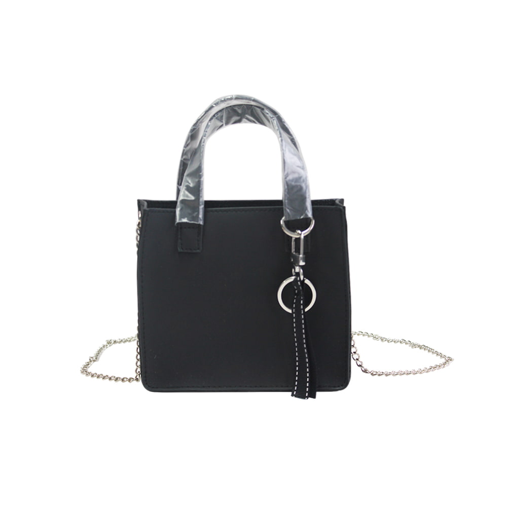 4774 Bolso tote con cremallera para mujer de cuero PU con estampado de cuadros negros