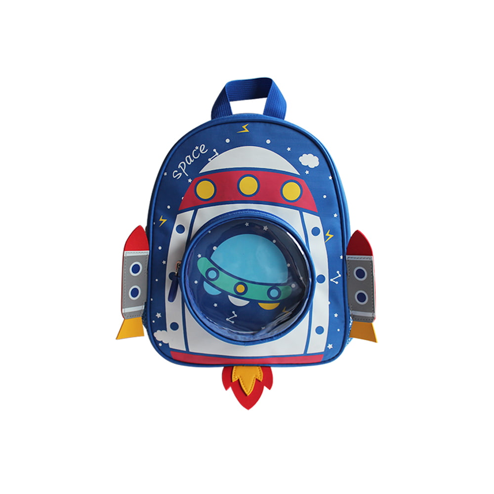 4813 Mochila escolar con estampado de cohetes de dibujos animados en 3D para niños