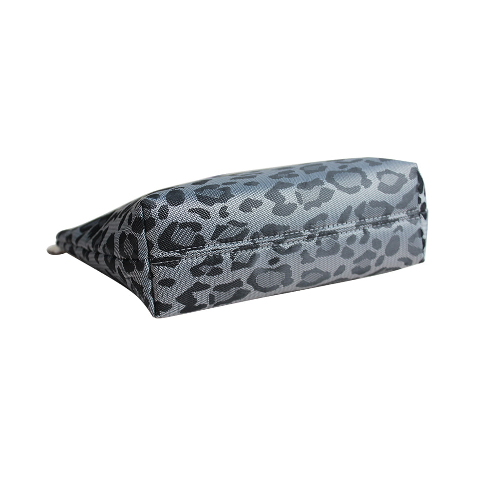 2947 Bolsa de maquillaje de viaje portátil para mujer con estampado de leopardo gris