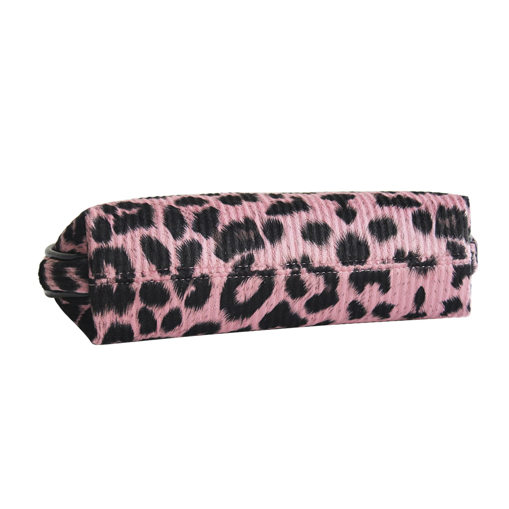 Bolsa de cosméticos portátil con forma de concha con estampado de leopardo 4050