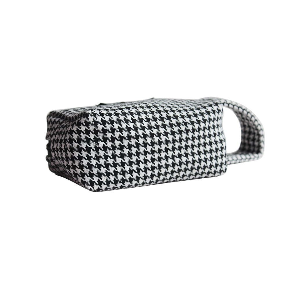 BD-GM12-1 Bolsa clásica de almacenamiento de cosméticos de tweed con diseño de pata de gallo