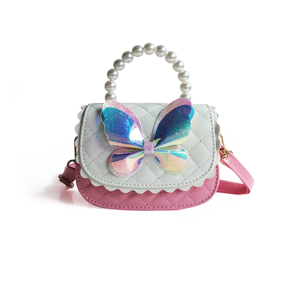 4102 Bolso monedero de PU para niñas pequeñas con mariposa láser