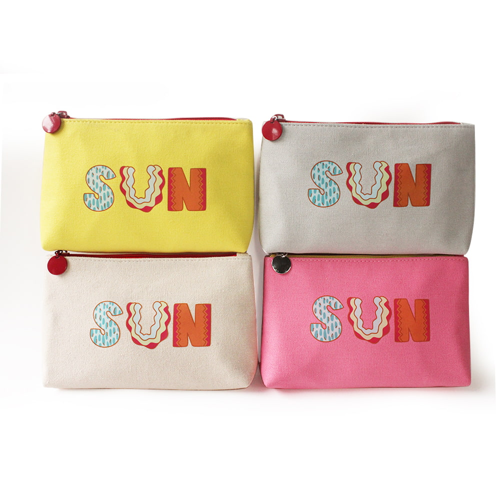 Bolsa de almacenamiento de cosméticos para mujer color beige con estampado de sol multicolor 2500