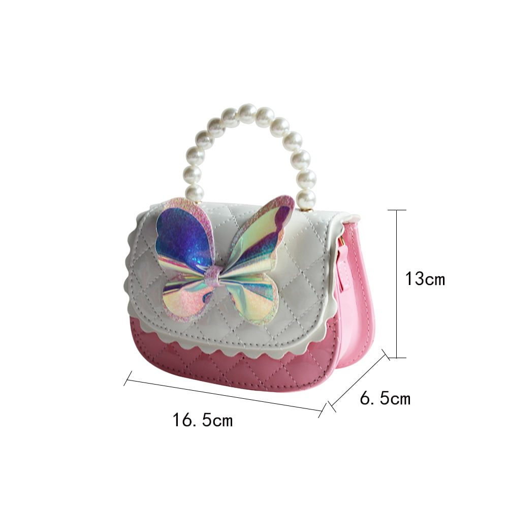 4102 Bolso monedero de PU para niñas pequeñas con mariposa láser