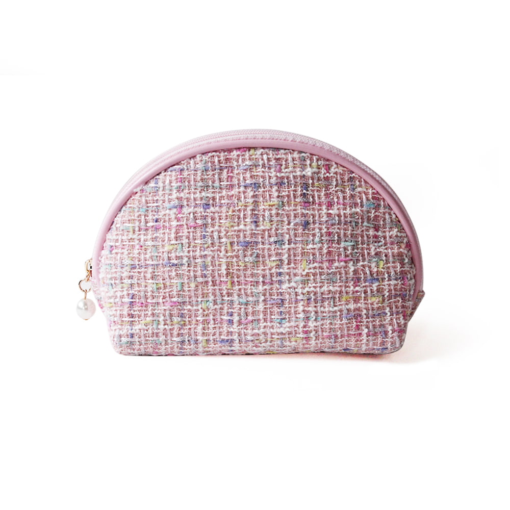 1315 Bolsa de almacenamiento de maquillaje de viaje portátil Pink Tweed