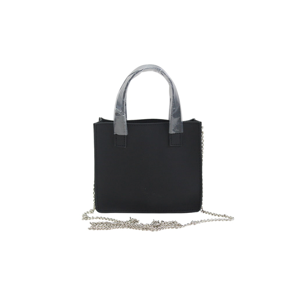 4774 Bolso tote con cremallera para mujer de cuero PU con estampado de cuadros negros