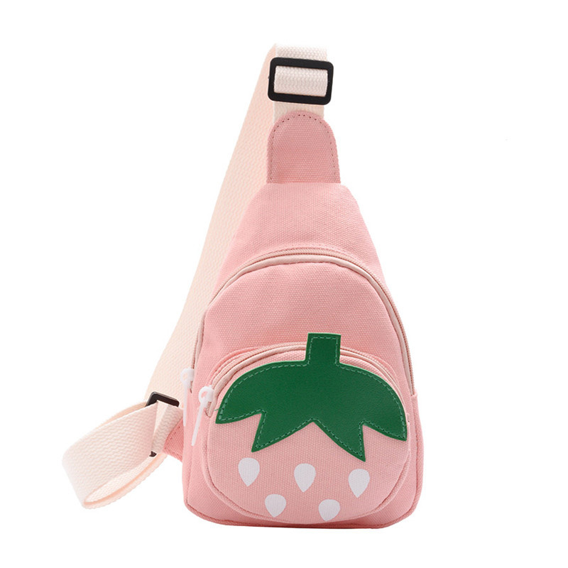 BD-GM17 Bolso de pecho de lona para niñas con fresas multicolores