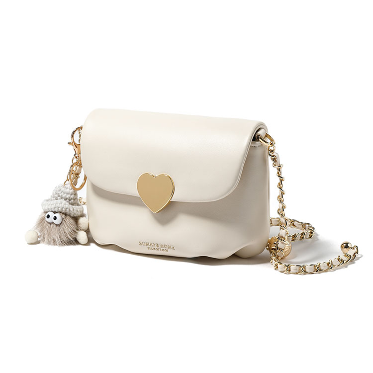 BD-GM141 Bolso bandolera con cadena y solapa en forma de corazón para mujer