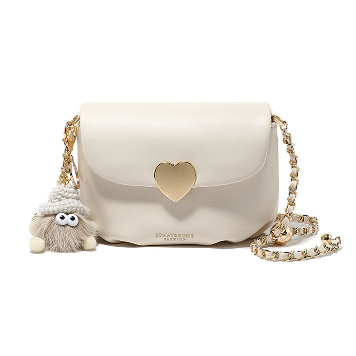 BD-GM141 Bolso bandolera con cadena y solapa en forma de corazón para mujer