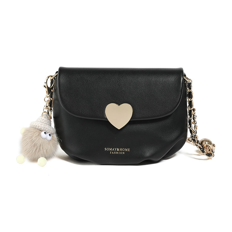 BD-GM141 Bolso bandolera con cadena y solapa en forma de corazón para mujer