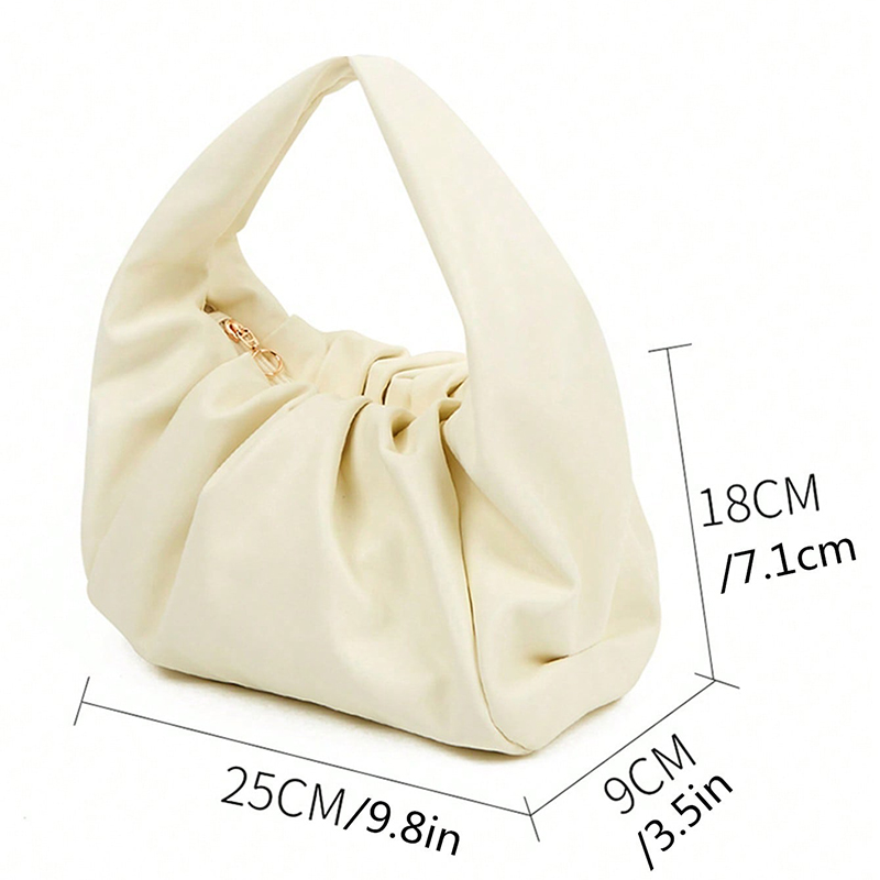 BD-GM148 Bolso de mano beige plisado de ocio PU para las axilas