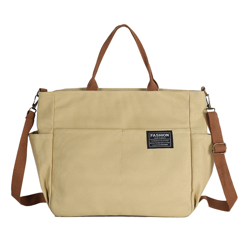 BD-GM149 Bolso de mano vintage de lona con múltiples bolsillos y cremallera para mujer