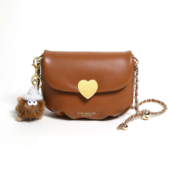 BD-GM141 Bolso bandolera con cadena y solapa en forma de corazón para mujer