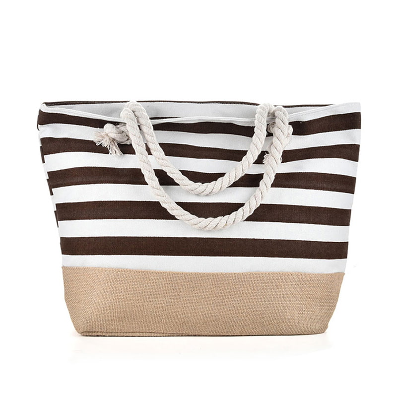 BD-GM29 Bolso tote de playa simple de gran capacidad de lona a rayas