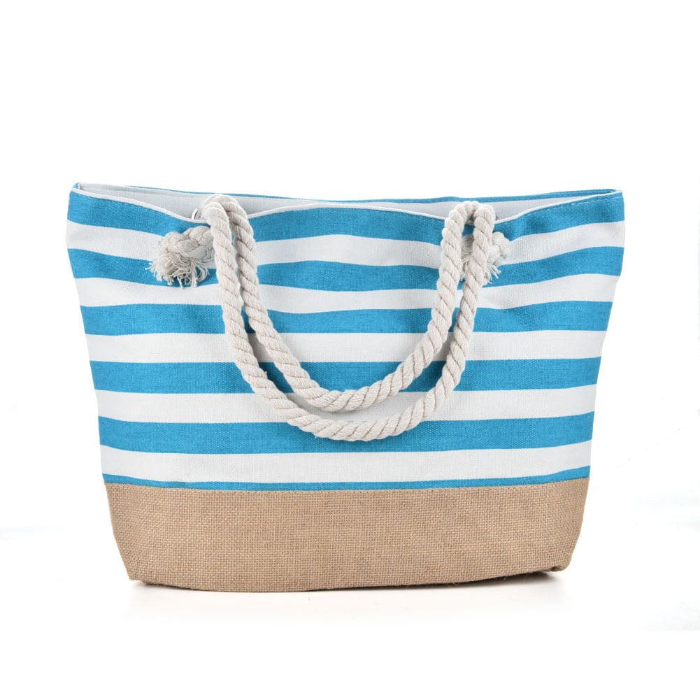 BD-GM29 Bolso tote de playa simple de gran capacidad de lona a rayas