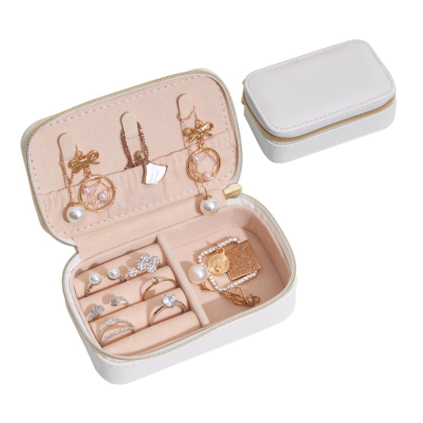 BD-GM57 Mini caja de almacenamiento con cremallera para joyería de viaje de cuero PU