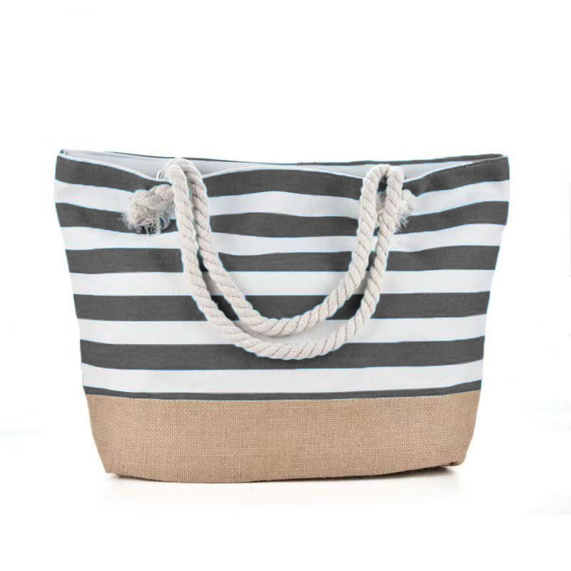 BD-GM29 Bolso tote de playa simple de gran capacidad de lona a rayas